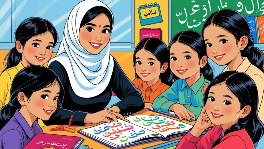 Enfant apprenant le Coran avec des outils numériques