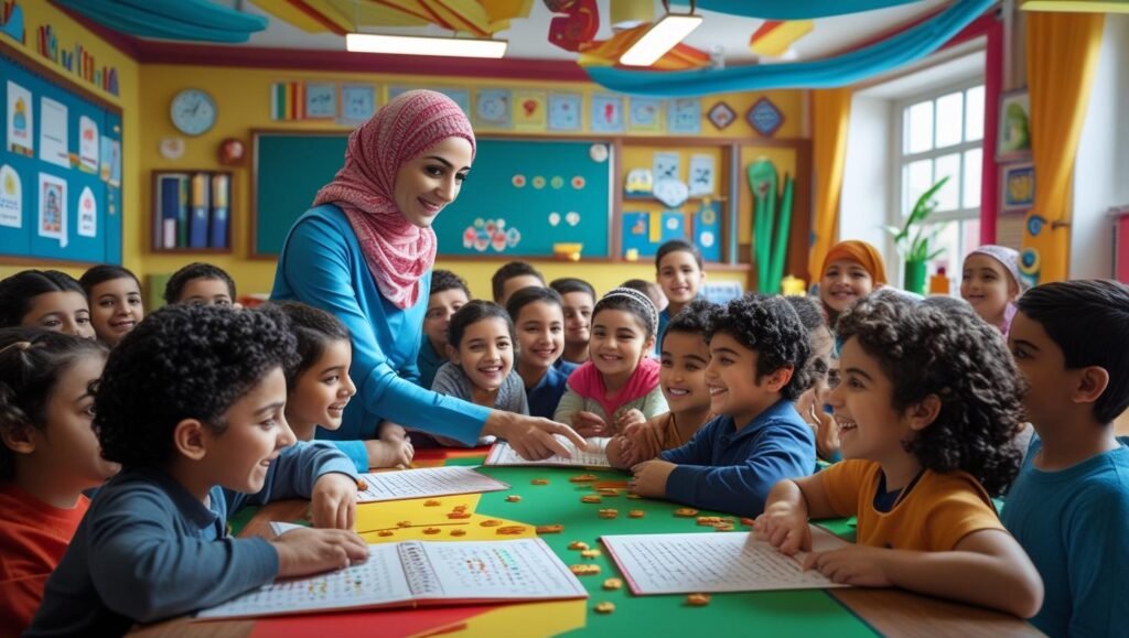 Un enfant récitant le Coran devant un enseignant lors d'un cours en ligne