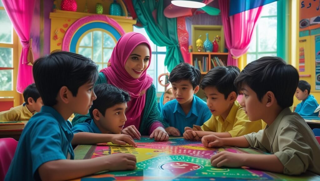 Un parent accompagnant les études islamiques de son enfant à la maison