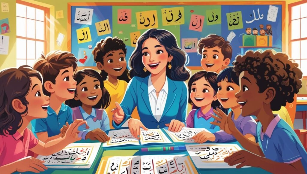 دوره في تطوير مهارات القراءة والتجويد للأطفال | تعلم القرآن 3 Enfants apprenant l'arabe et le Coran grâce à des activités ludiques